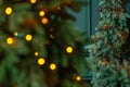 Blurred christmas background, christmas tree and magic bokeh lights in the background. Royalty Free Stock Photo