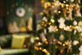 Blurred Christmas decorated green modern house