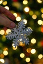 Blurred christmas themed background, christmas tree, presents and lights Royalty Free Stock Photo