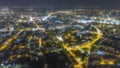 Blurred city lights bokeh. Aerial view urban night light bokeh. Royalty Free Stock Photo