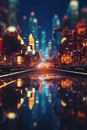 blurred city lights creating a bokeh effect at night Royalty Free Stock Photo