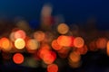 Blurred city lights of San Francisco skyline at night Royalty Free Stock Photo