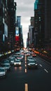 Blurred city lights and vehicles depict urban hustle and bustle Royalty Free Stock Photo