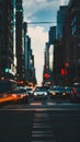 Blurred city lights and vehicles depict urban hustle and bustle Royalty Free Stock Photo