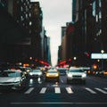 Blurred city lights and vehicles depict urban hustle and bustle Royalty Free Stock Photo