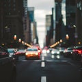 Blurred city lights and vehicles depict urban hustle and bustle Royalty Free Stock Photo