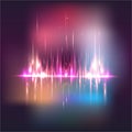 Blurred city siluet , abstract sound waves light