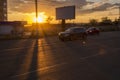 Blurred city street with car traffic