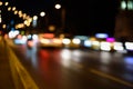 Blurred of city traffic at night abstract background