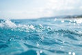 Blurred clear blue transparent smooth calm water surface texture Royalty Free Stock Photo