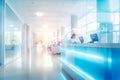 Blurred clinic or hospital hall interior for background. Royalty Free Stock Photo