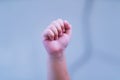 Blurred  Close up of blurred photo kid raised hands protesters Royalty Free Stock Photo