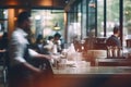 Blurred coffee shop or cafe restaurant The background of the restaurant was blurry and there were some people, a chef Royalty Free Stock Photo