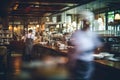 Blurred coffee shop or cafe restaurant The background of the restaurant was blurry and there were some people, a chef Royalty Free Stock Photo