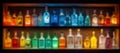 blurred colorful alcohol bottles in bar shelves Royalty Free Stock Photo