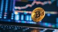 Blurred Computer Screen Displaying Rapidly Changing Cryptocurrency Data
