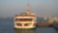 Blurred conceptual video of istanbul ferry with commuters boarding at dock the pier in Eminonu, Istanbul Turkey