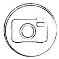 blurred contour circular frame with tech digital camera with flash