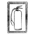 blurred contour signal with silhouette fire extinguisher icon