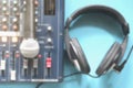 Blurred In the control room audio system. Royalty Free Stock Photo