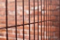 Blurred bard background. Dark brown fence