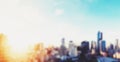 Blurred defocus panoramic Bangkok city view in sunrise Royalty Free Stock Photo