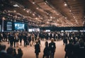 Blurred defocused background of public event exhibition hall Business trade show or commercial activity concept stock Royalty Free Stock Photo