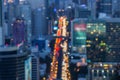 Blurred Defocused Big City Lights of Heavy Traffic at Night Royalty Free Stock Photo