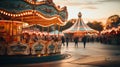 Blurred defocused illustration of an amusement park. Generative AI.