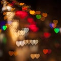 Blurred Defocused Multi Color Lights in the Shape of Heart Royalty Free Stock Photo