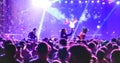Blurred defocused people dancing at music night festival event - Abstract image background of disco club after party with laser Royalty Free Stock Photo