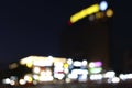 Blurred defocused view of a skyscraper and shopping center, night shot. Originally in the center of Balashikha Royalty Free Stock Photo