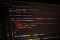 Blurred depth close-up of TypeScript code featuring socket.io server initialization and CORS policy setup, illustrating secure Royalty Free Stock Photo