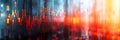 Blurred digital numbers and lines in red and orange hues, representing financial or stock market data visualization. Royalty Free Stock Photo
