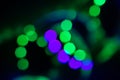 Blurred duotone bokeh lights spiral on black. Abstract background for your design Royalty Free Stock Photo