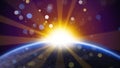 Blurred earth and sun in space Royalty Free Stock Photo
