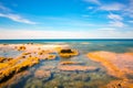 Blurred effect in Sardinia ocky shore Royalty Free Stock Photo