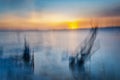 Blurred effect of the sea and sunset. Intentional camera movement creating a dreamy background.