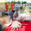 Blurred of emergency medical staff team. Royalty Free Stock Photo