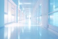 Blurred empty modern hospital corridor background. Abstract blurred clinic hallway interior. Entrance of medical emergency room in Royalty Free Stock Photo