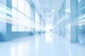 Blurred empty modern hospital corridor background. Abstract blurred clinic hallway interior. Entrance of medical emergency room in Royalty Free Stock Photo