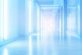 Blurred empty modern hospital corridor background. Abstract blurred clinic hallway interior. Entrance of medical emergency room in Royalty Free Stock Photo