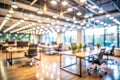 Blurred empty open space office with bokeh lights Royalty Free Stock Photo
