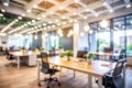 Blurred empty open space office interior Royalty Free Stock Photo