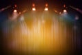 Blurred empty theatre stage with colourful spotlights, abstract image of concert lighting illumination background Royalty Free Stock Photo