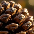 Blurred enhancing the focus on the pine cone s surface and its Royalty Free Stock Photo