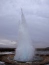 Blurred. The eruption of the Strokkur geyser in the southwestern part of Iceland in a geothermal area near the river Hvitau