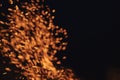 Blurred firecamp sparks over night sky