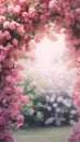 Blurred Flower Arch Background for Product Displays and Portraits, Generative AI Technology