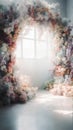 Blurred Flower Arch Background for Product Displays and Portraits, Generative AI Technology